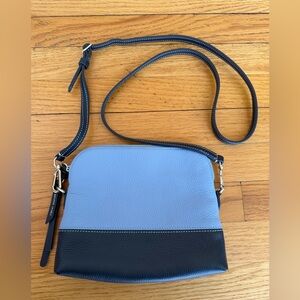Draper James Two-Tone Light Blue and Navy Leather Crossbody